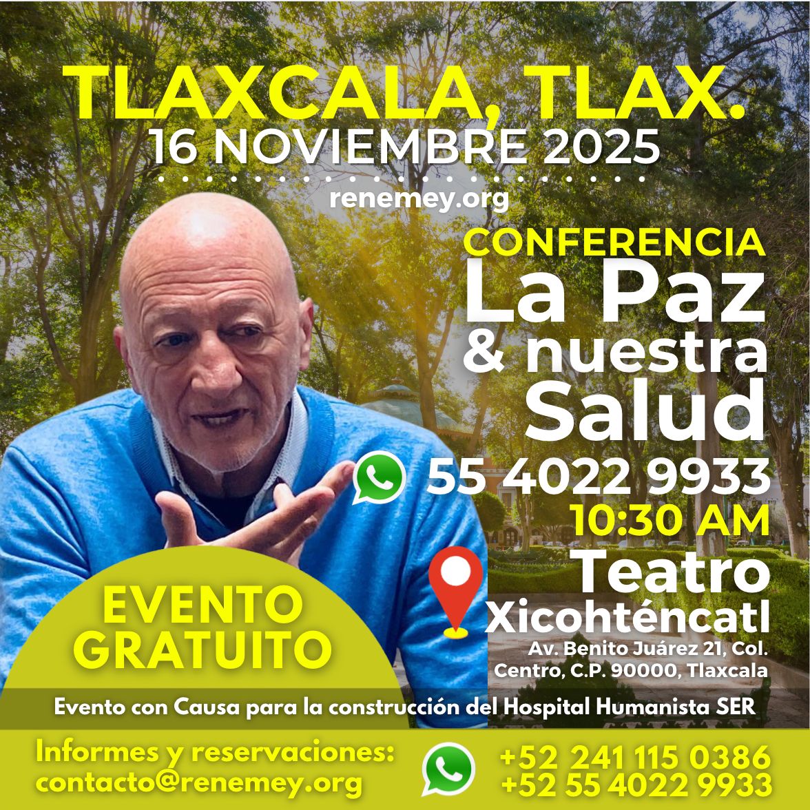 Conferencia La paz y nuestra salud en Tlaxcala, Tlax.